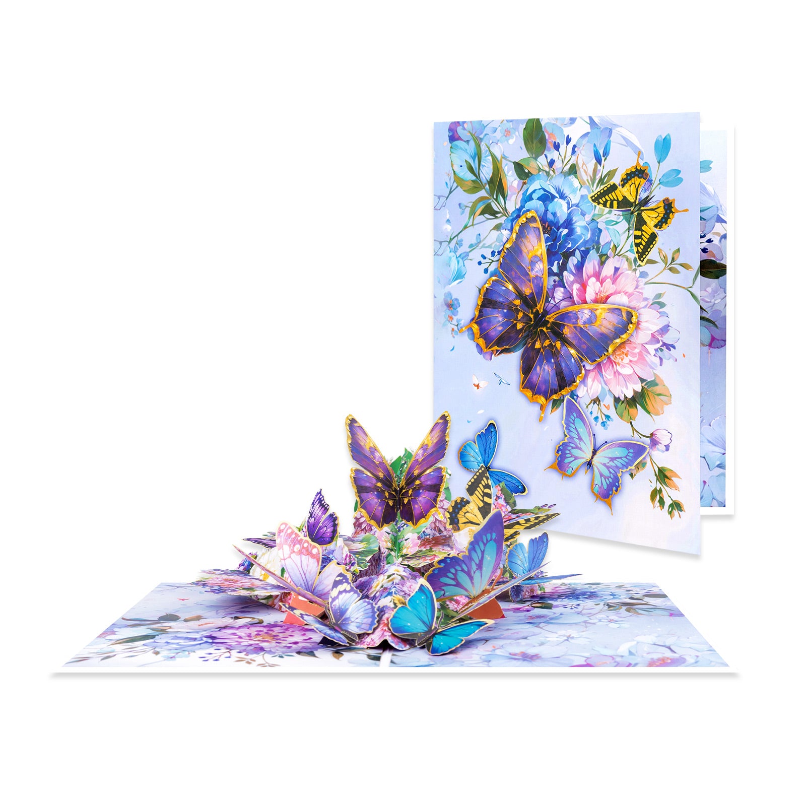 3D Pop Up Card - Butterflies and Dahlia Design - Handmade Greeting Card for Birthday, Thank You, Mother's Day & More