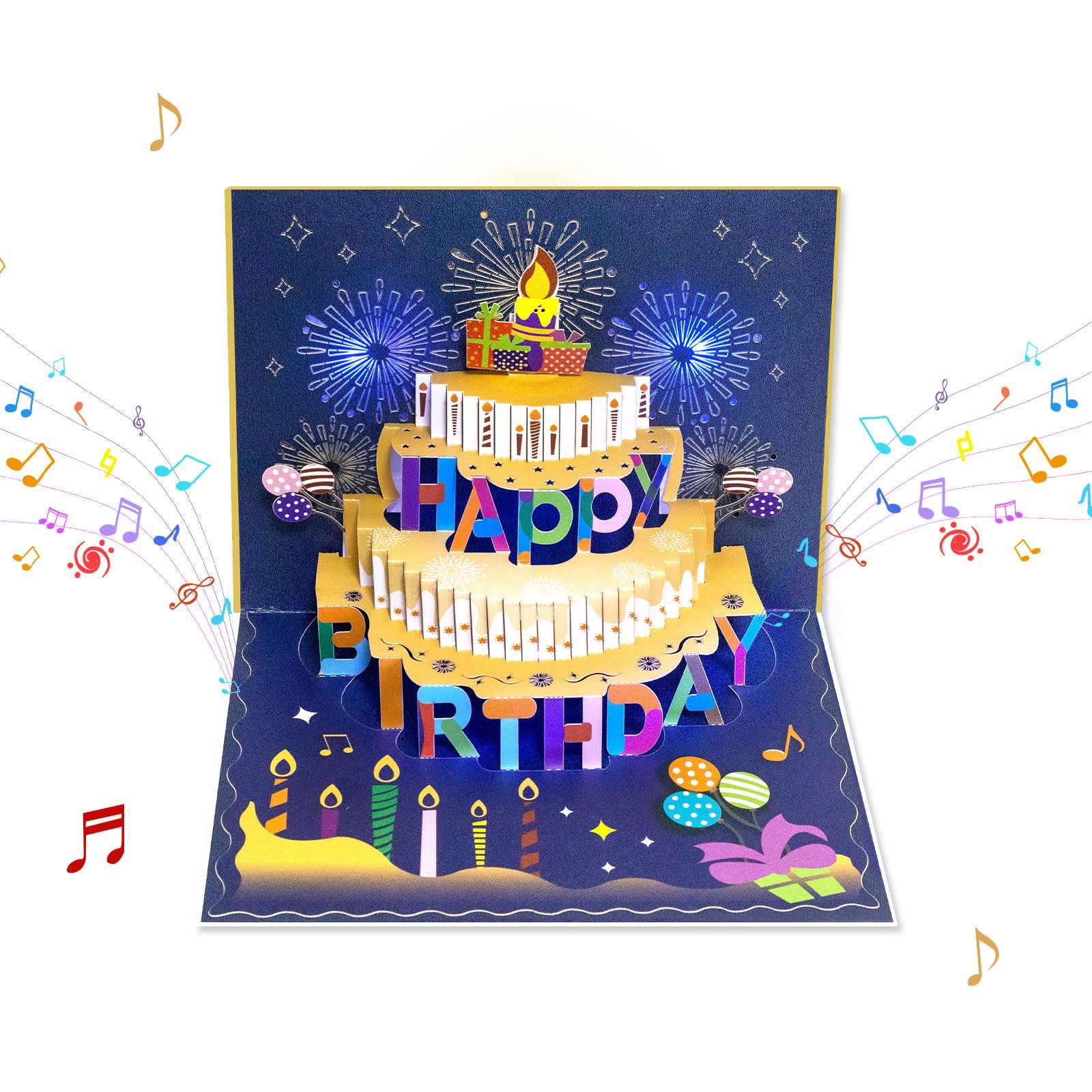 Musical Birthday Pop-Up Card | Colorful Birthday Cake Design Magic Ants