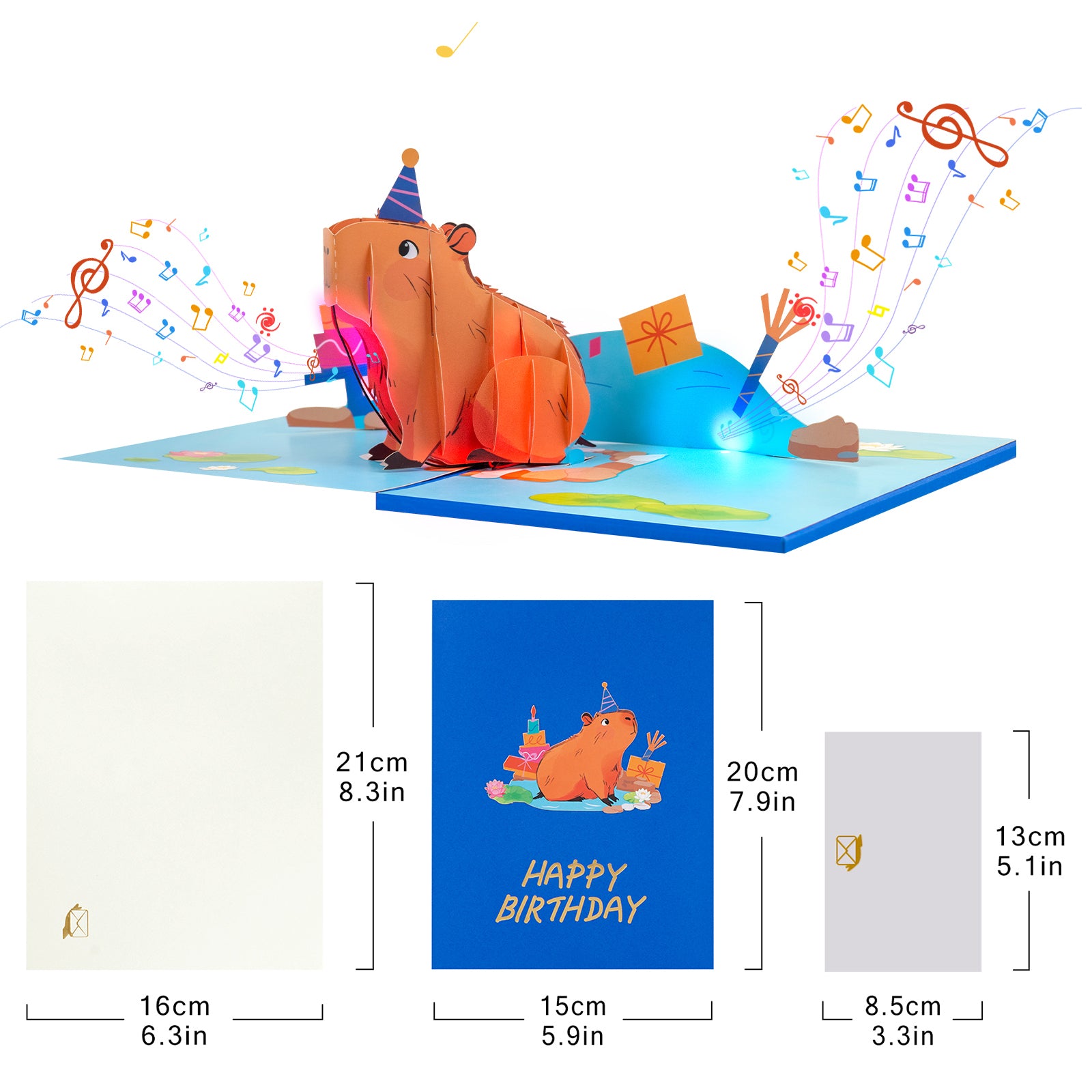 Capybara Pool Party 3D Musical Pop-Up Birthday Card