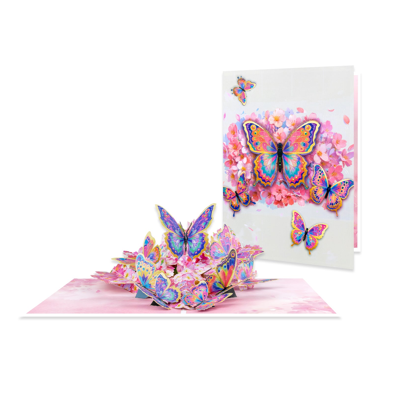 3D Pop Up Card - Butterflies and Cherry Design - Handmade Greeting Card for Birthday, Thank You, Mother's Day & More