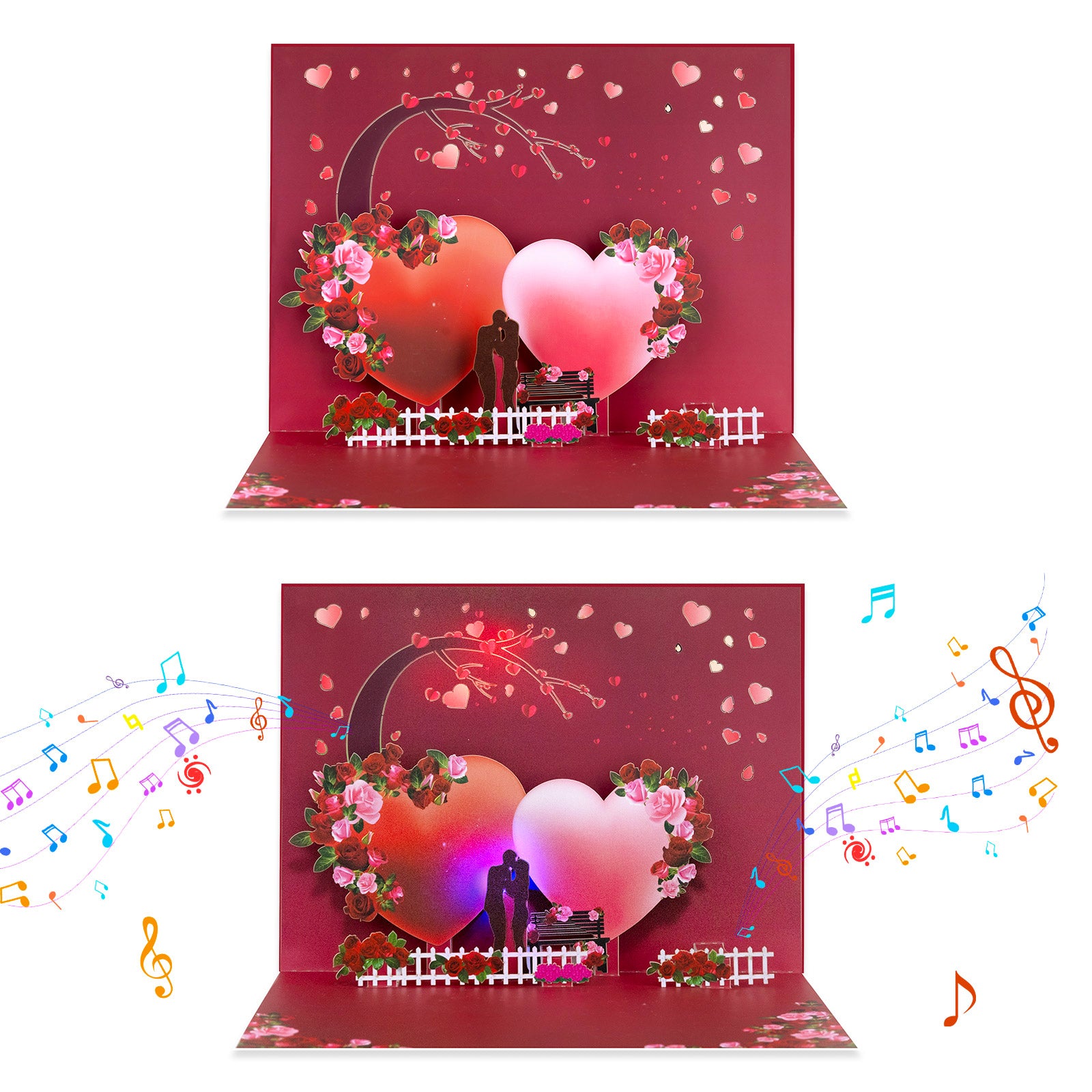 Luxury Musical 3D Pop-Up Valentine's Day Card – Pink Love Explosion with Romantic Instrumental Melody & Colorful Twinkling Lights Magic Ants