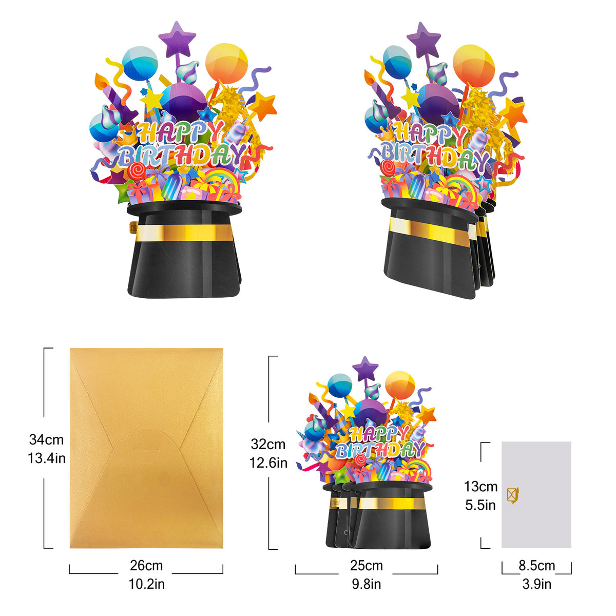 Birthday Pop-Up Bouquet Card - Magic Top Hat Celebration