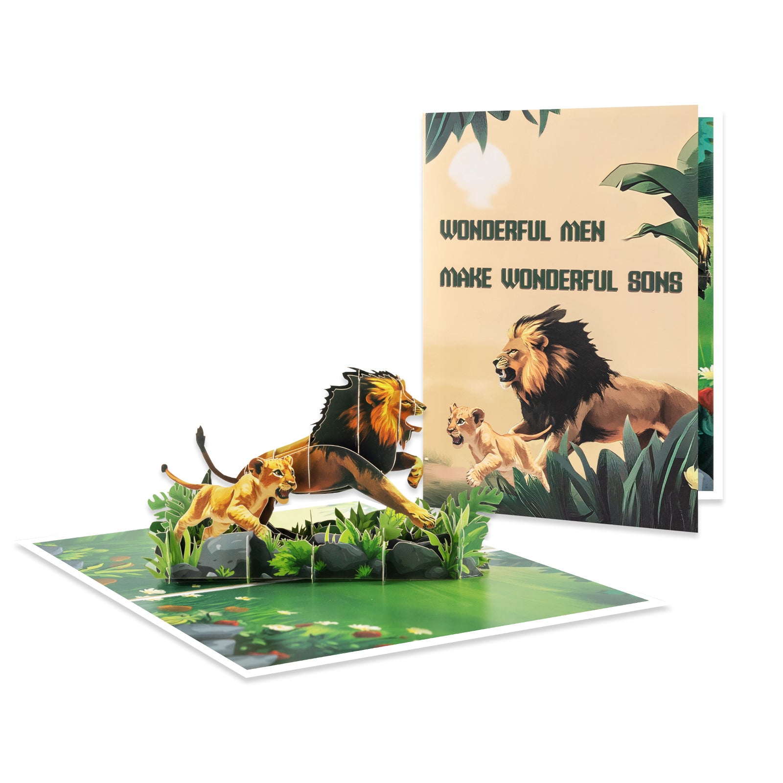Powerful Father's Day Pop-Up Card | Lion Dad and Cub Design Magic Ants