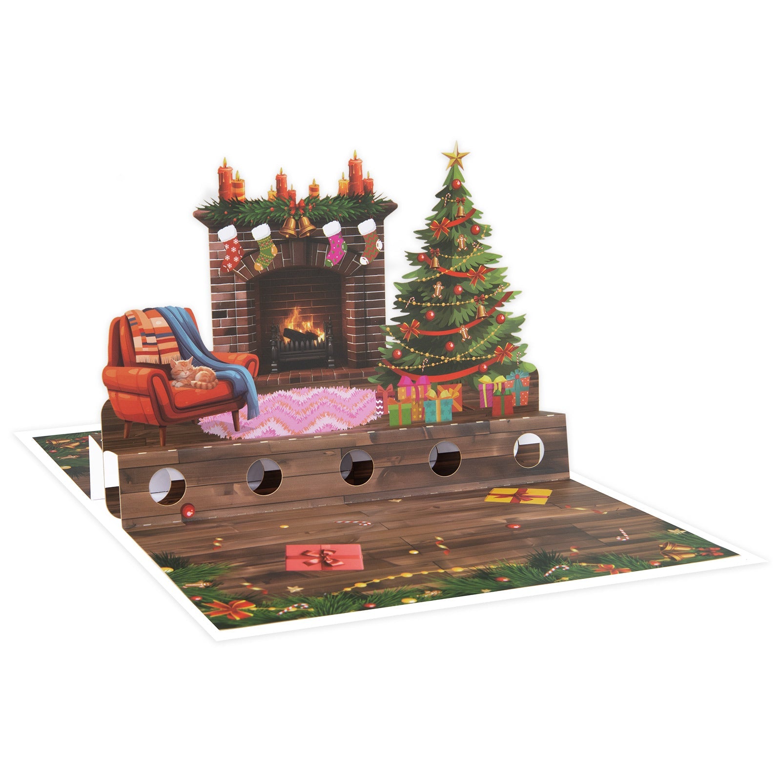 Christmas Pop Up Money Gift Card - 3D Holiday Greeting Card with Cash Holder - 3D Christmas Fireplace Design for Cash Gifts and Seasons Greetings Magic Ants