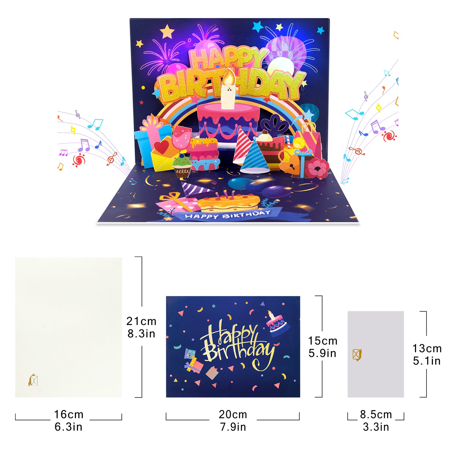 Musical Birthday Pop-Up Card with Rainbow Cake Magic Ants