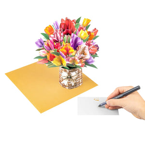 3D Tulip Bouquet Pop Up Card - Elegant Gift for Birthdays & Special Occasions Magic Ants