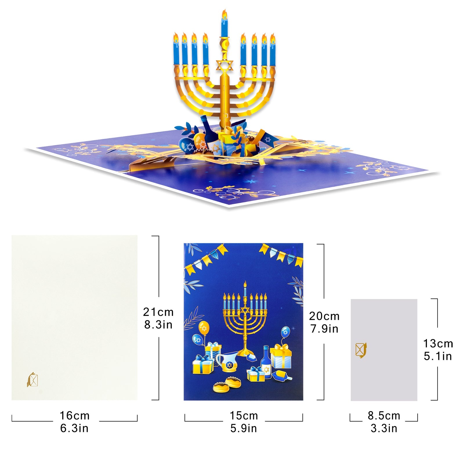 Hanukkah Pop Up Card – 3D Jewish Holiday Greeting Card with Envelope Magic Ants