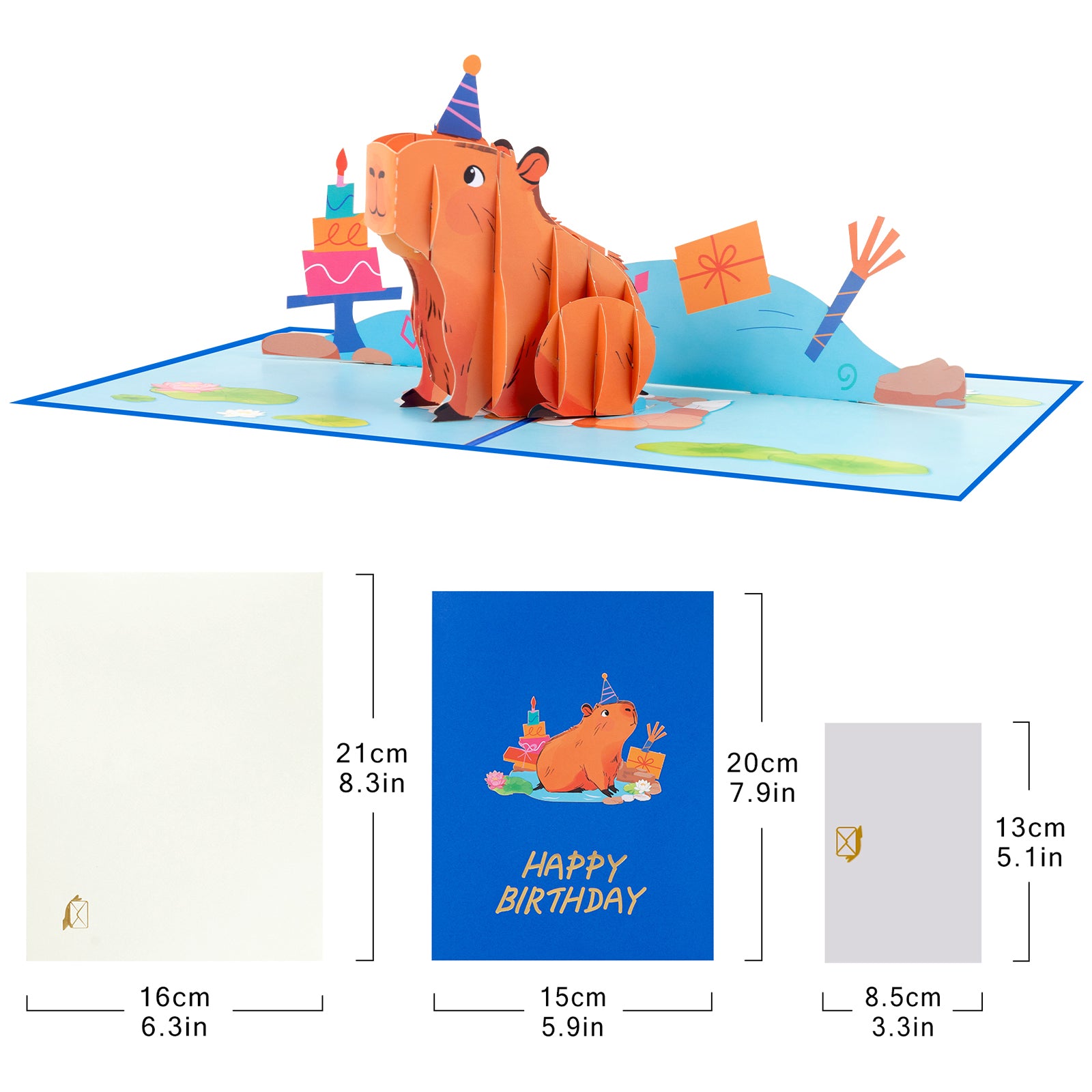 Capybara Playing Guitar 3D Pop-Up Birthday Card | Personalized Cute & Funny Greeting Card