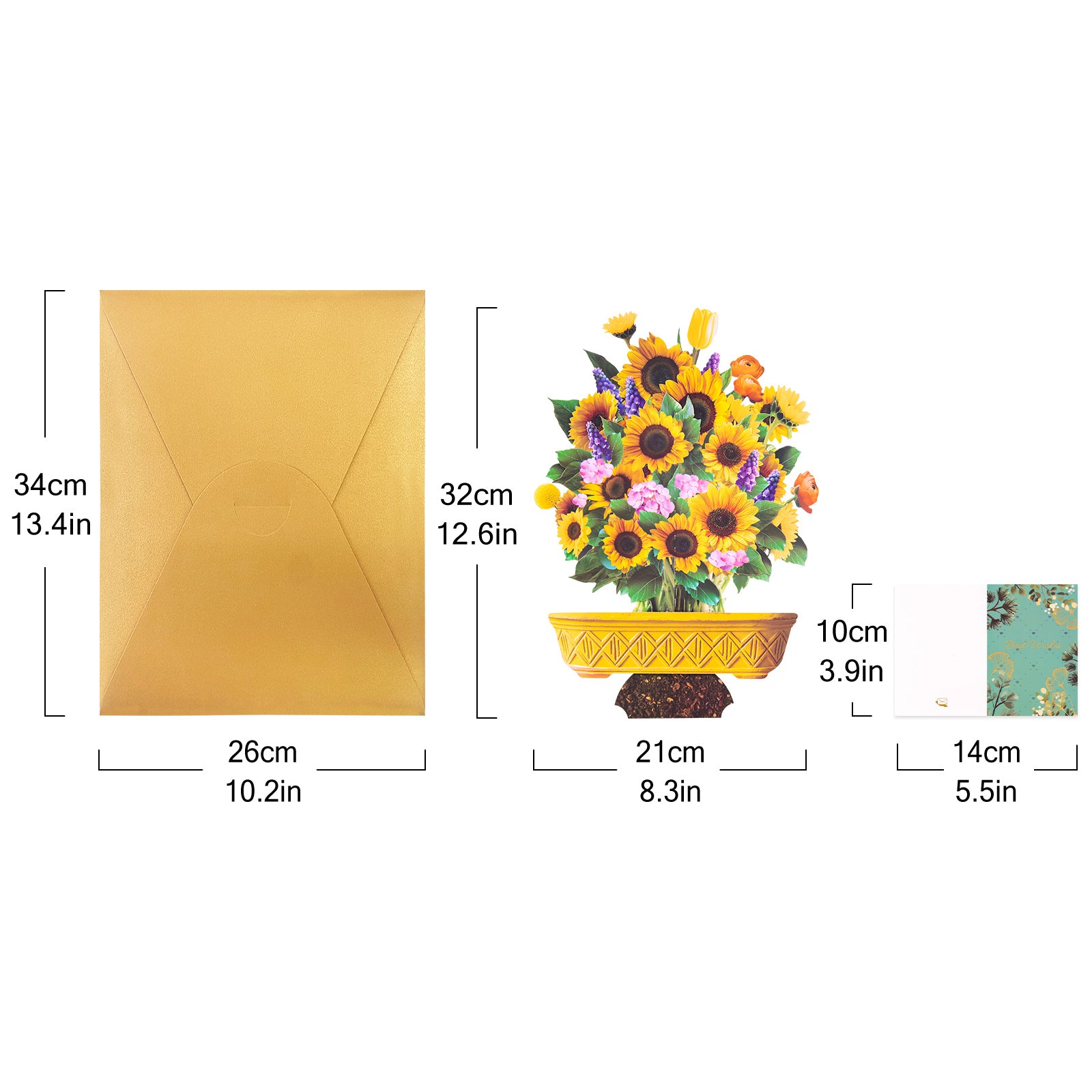 Sunflower Bouquet 3D Pop-Up Card | Personalized Bright & Cheerful Greeting Card for Birthdays & All Occasions