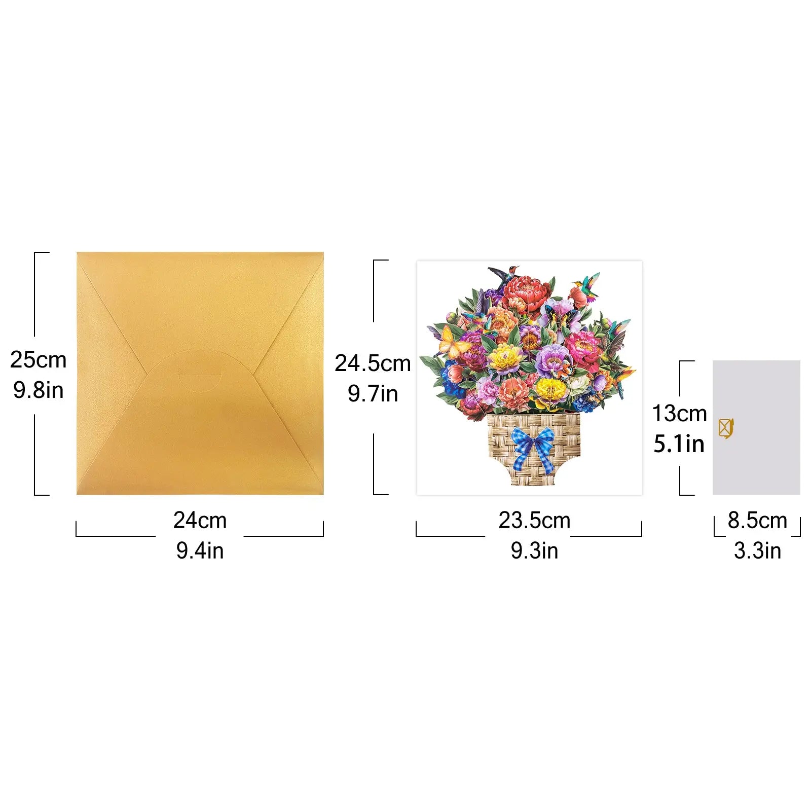 Hummingbird Bouquet Pop Up Card - Peony Flowers Elegant Gift for Mother's Day, Birthdays & Special Occasions Magic Ants