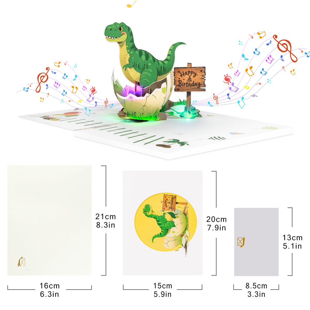 Hatching Dinosaur 3D Musical Pop-Up Birthday Card