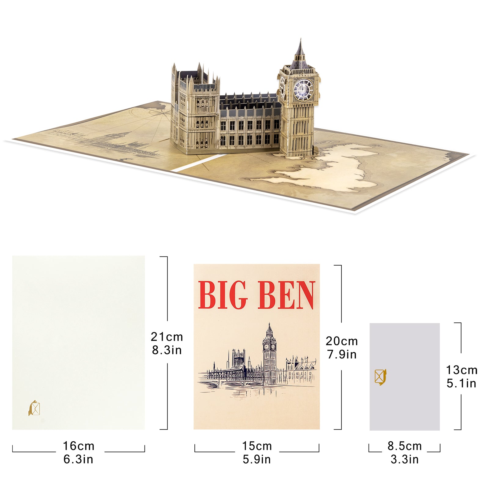 Big Ben 3D Pop-Up Card | Personalized London Landmark Greeting Card for Travel Lovers & UK Fans
