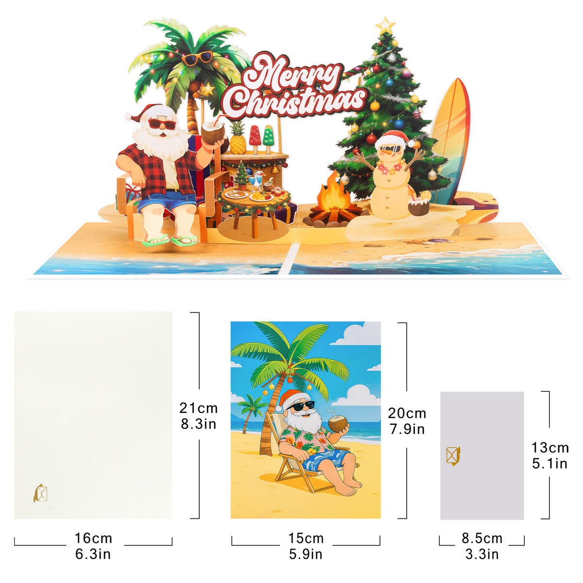 Summer Beach Party 3D Pop-Up Christmas Card