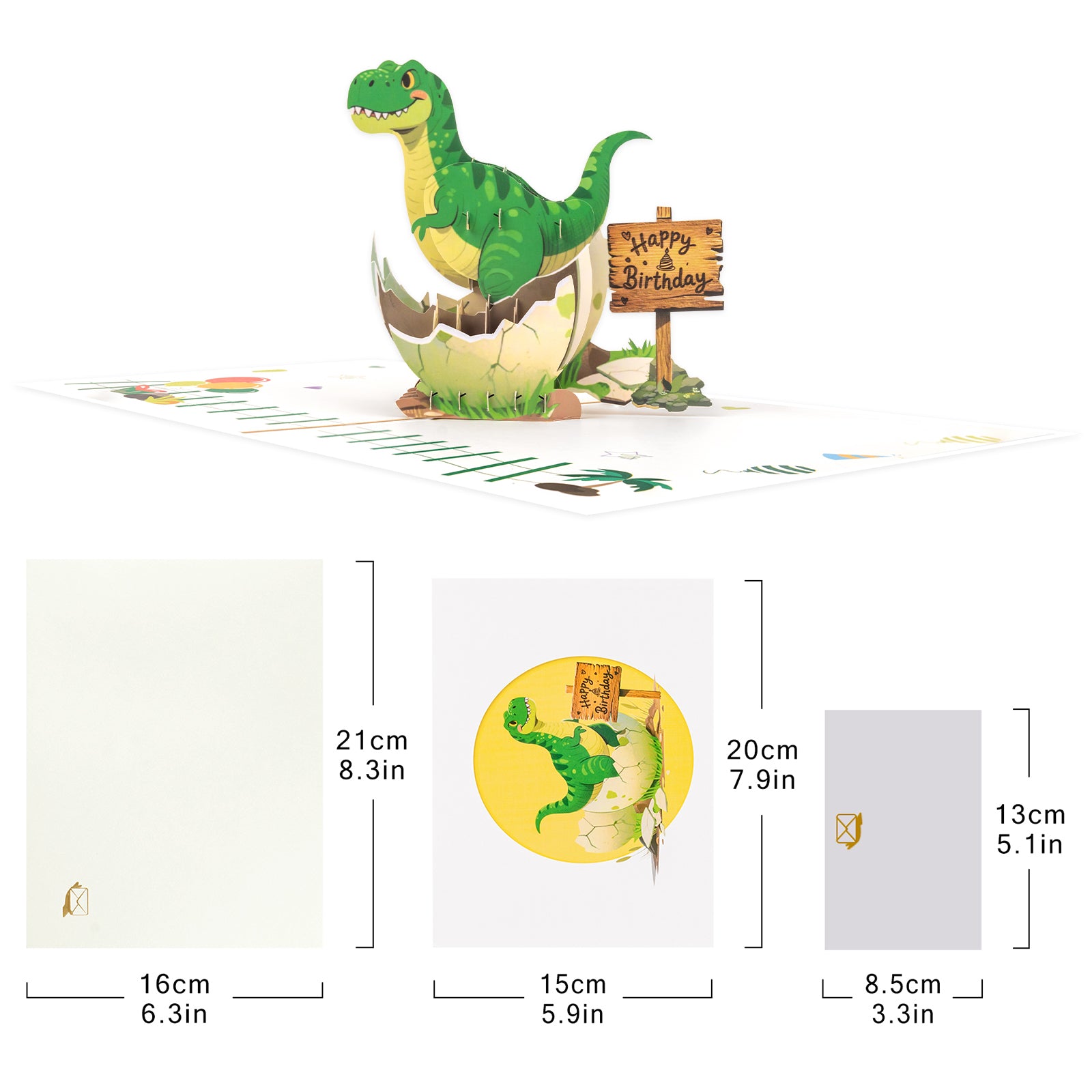 Cartoon Dinosaur 3D Pop-Up Birthday Card | Personalized Fun Kids & Adults Greeting Card