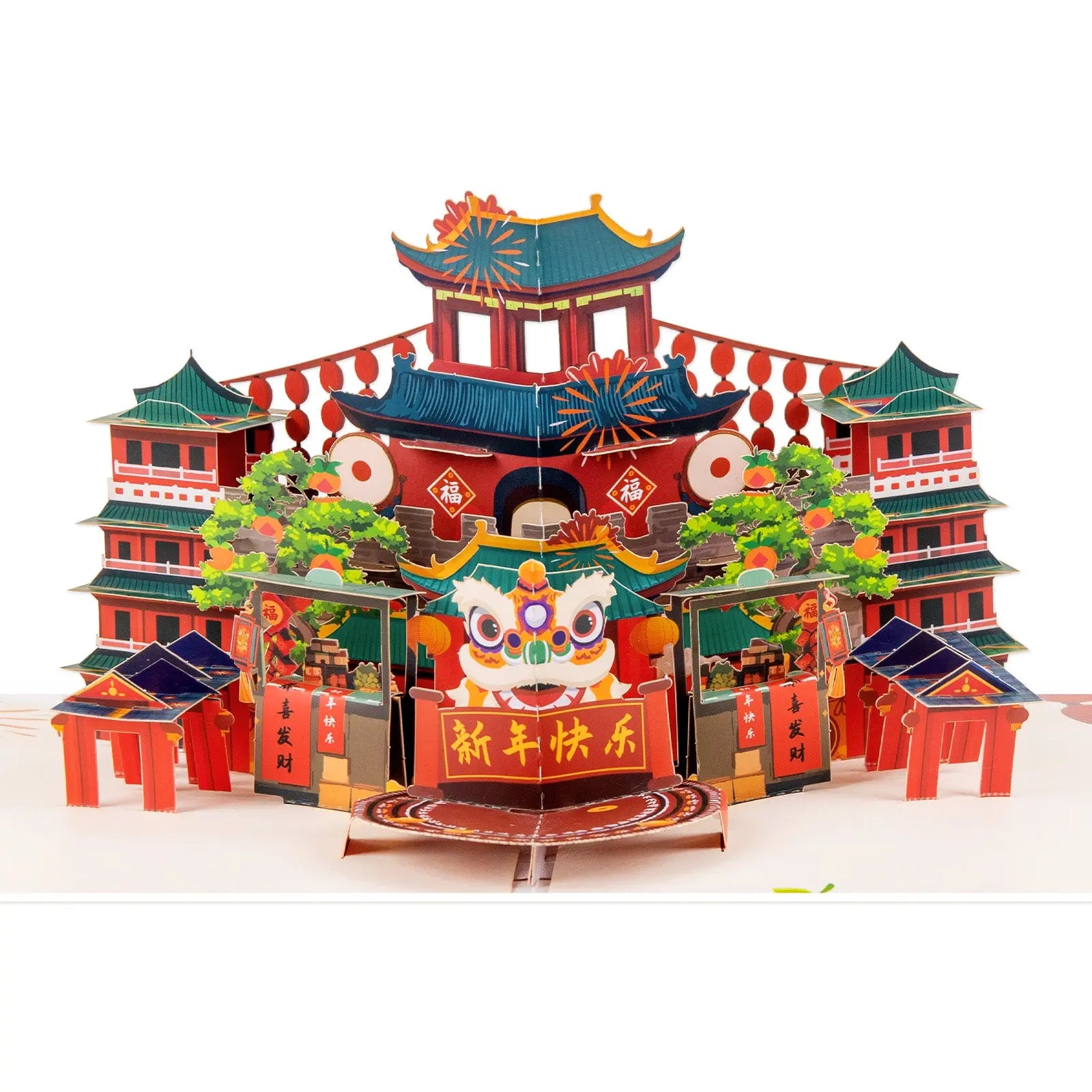 Chinese New Year Pop-Up Card | Ancient City Gate & Lion Dance Design Magic Ants