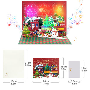 Holiday Music Pop Up Card for Christmas - 3D Sound Greeting Card with Notecard Magic Ants