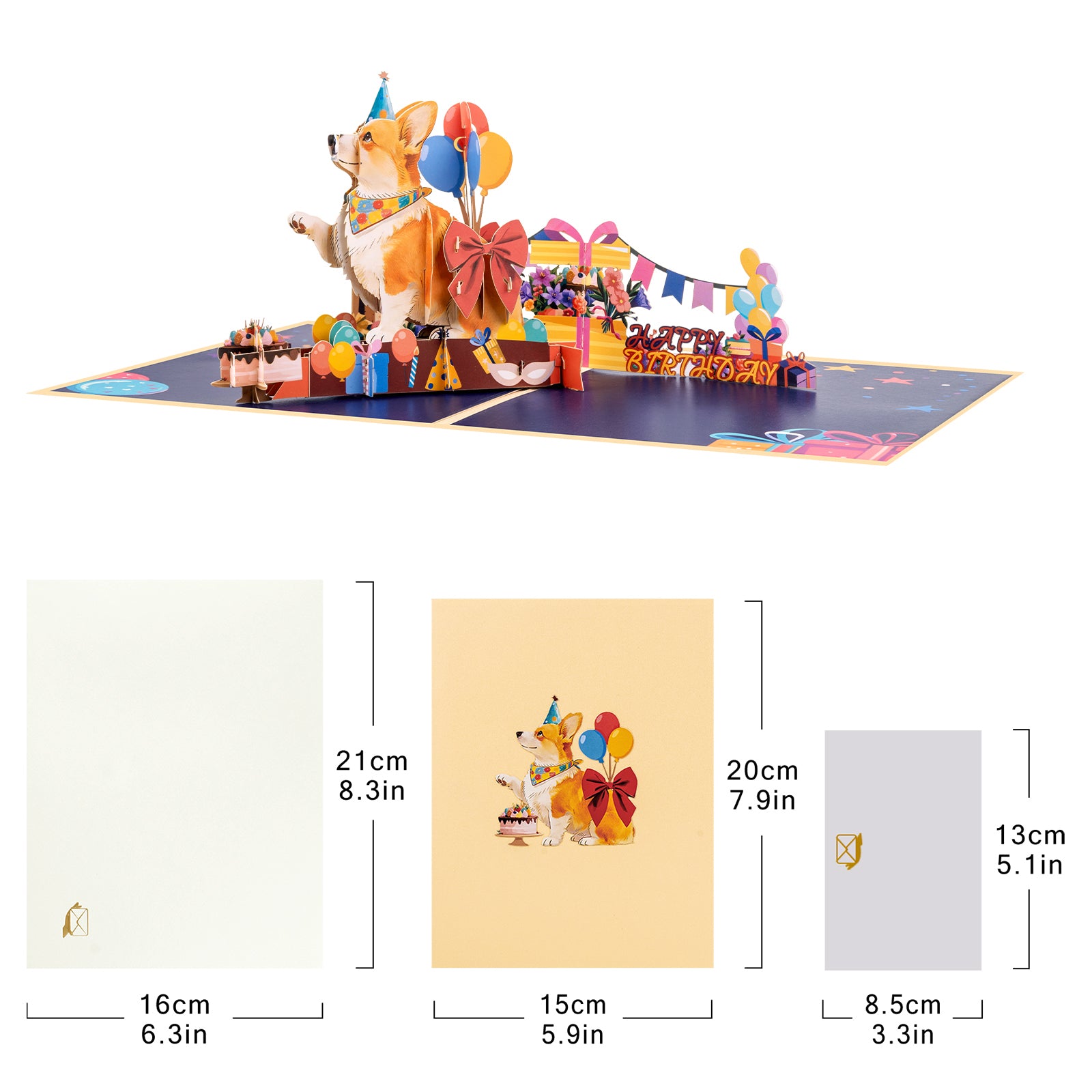 Corgi Dog 3D Pop-Up Birthday Card