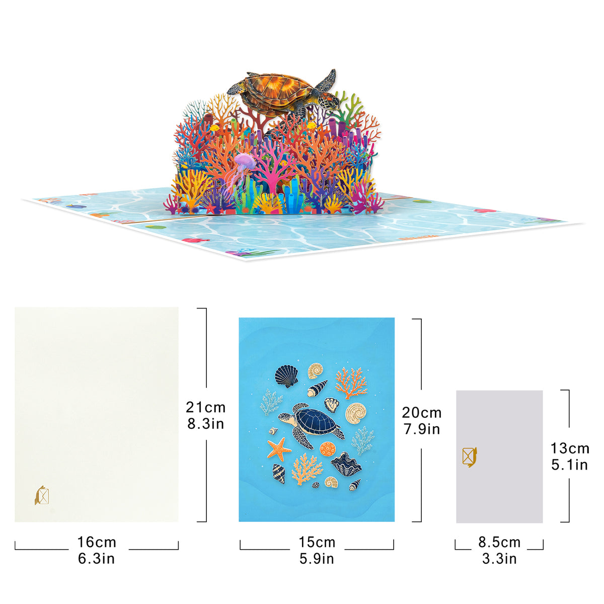 Sea Turtle Coral Reef 3D Pop-Up Card