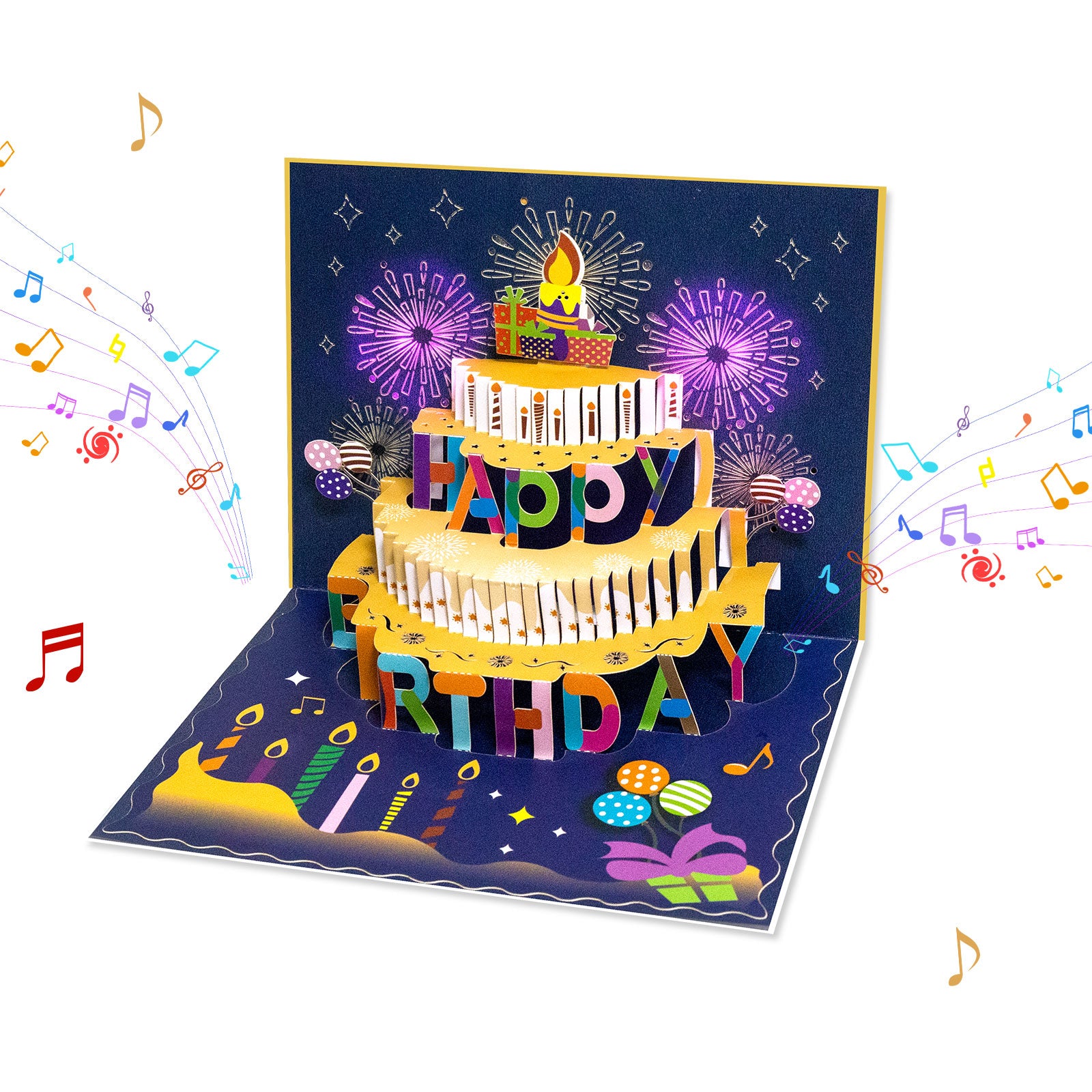 Musical Birthday Pop-Up Card | Colorful Birthday Cake Design Magic Ants