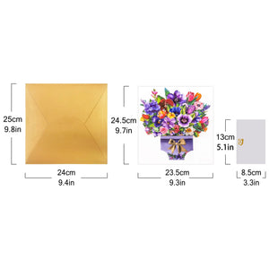 Flowers Bouquet Pop Up Card - 3D Greeting Cards | Perfect Gift for Birthday & Mother's Day Magic Ants