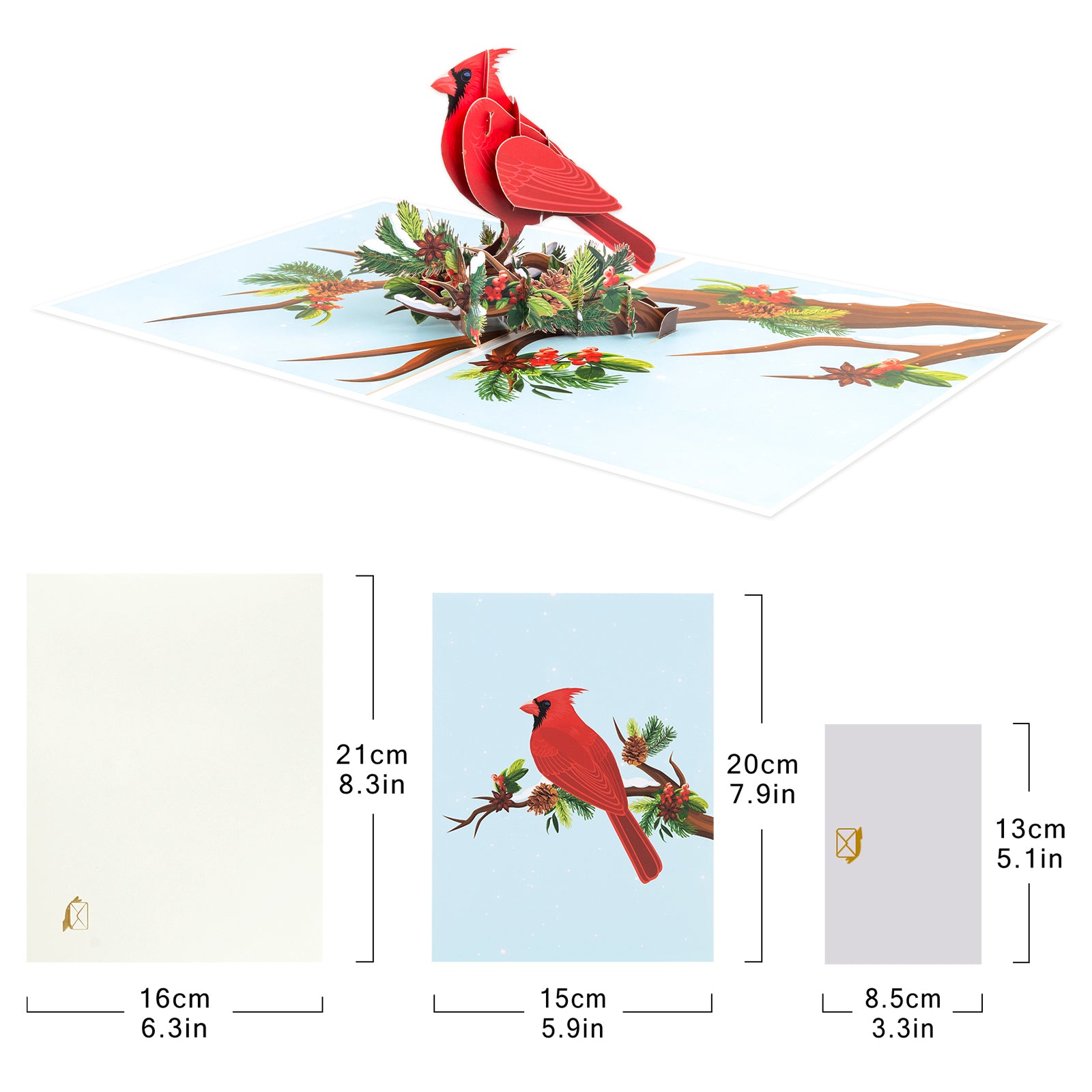 Red Cardinal on Pine 3D Pop-Up Card