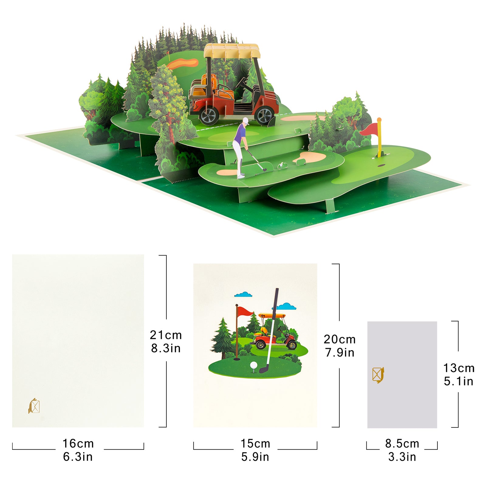 Golf 3D Pop-Up Card | Personalized Greeting Card for Golf Lovers, Birthdays & Retirement