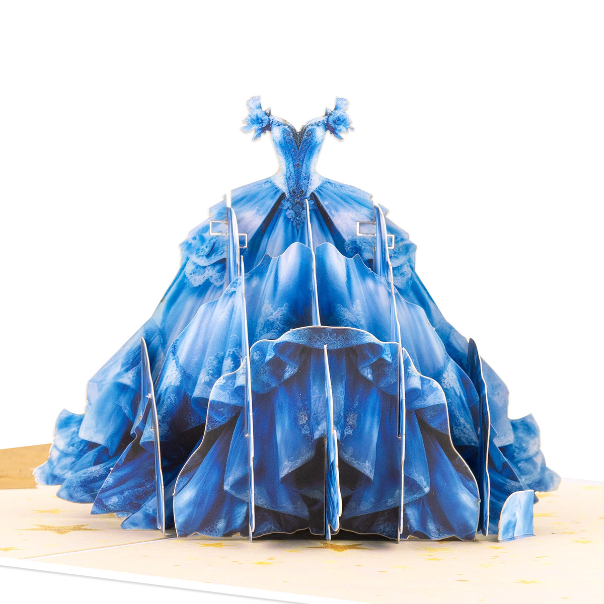 Blue Dance Dress 3D Pop-Up Card with Gold Foil