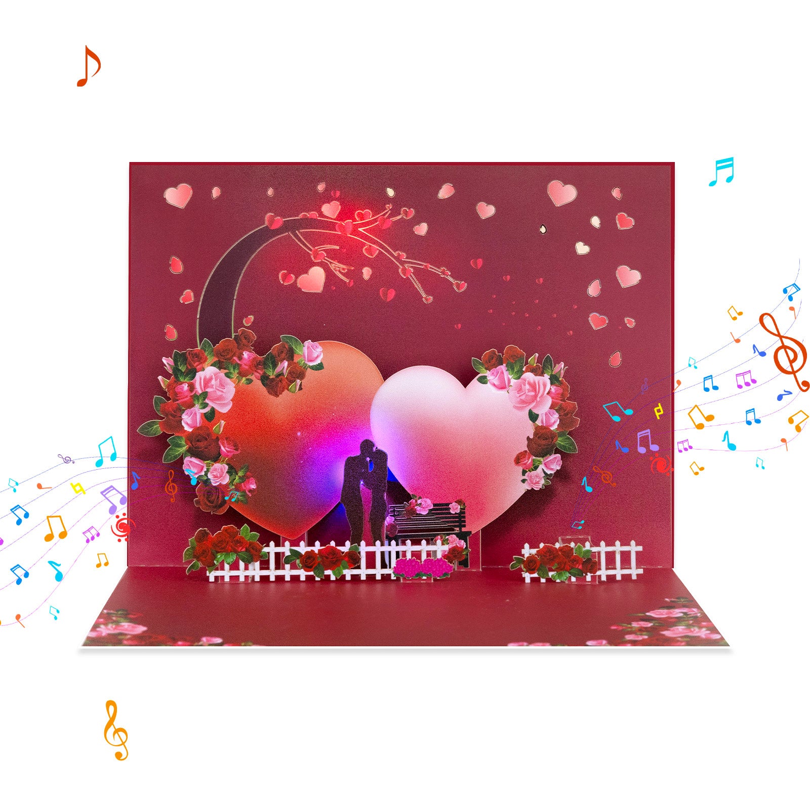 Luxury Musical 3D Pop-Up Valentine's Day Card – Pink Love Explosion with Romantic Instrumental Melody & Colorful Twinkling Lights Magic Ants