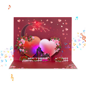 Luxury Musical 3D Pop-Up Valentine's Day Card – Pink Love Explosion with Romantic Instrumental Melody & Colorful Twinkling Lights Magic Ants