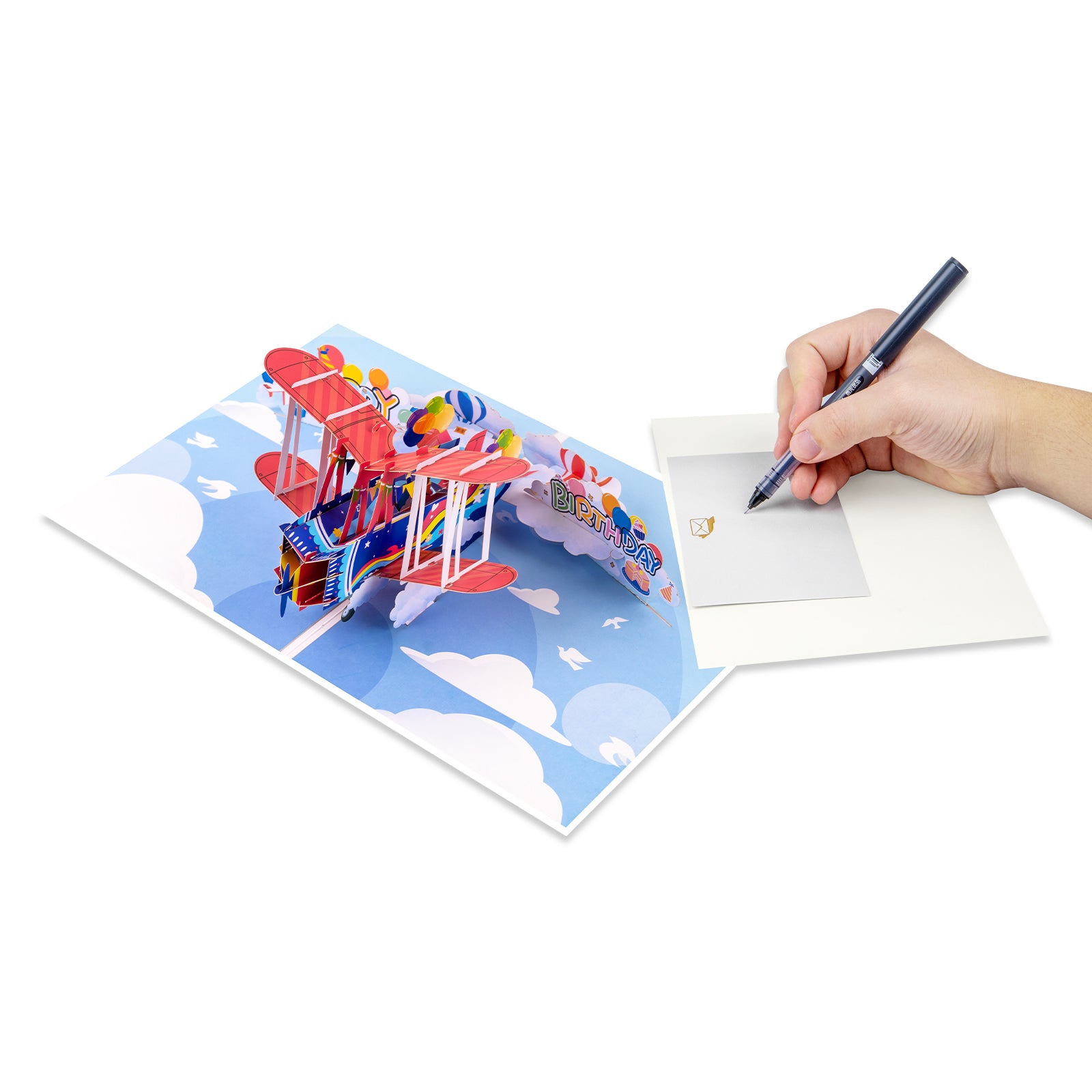 Jet Plane Birthday Pop-Up Card for Kids, Husband, Aviation Lovers Magic Ants