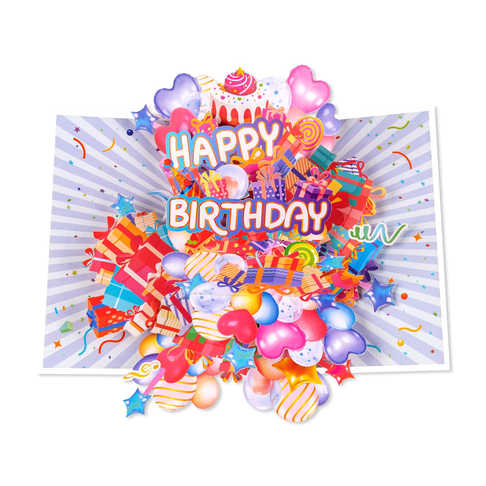 Happy Birthday Pop-Up Card | Gifts and Balloons Design Magic Ants