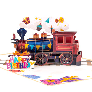 Train Birthday Pop-Up Card for Kids and Train Lovers Magic Ants