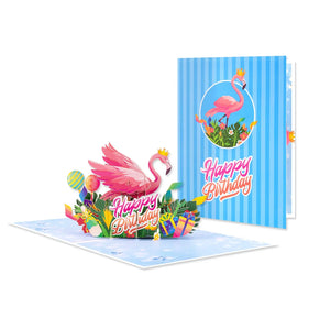 Flamingo Birthday Pop-Up Card Tropical Design Magic Ants