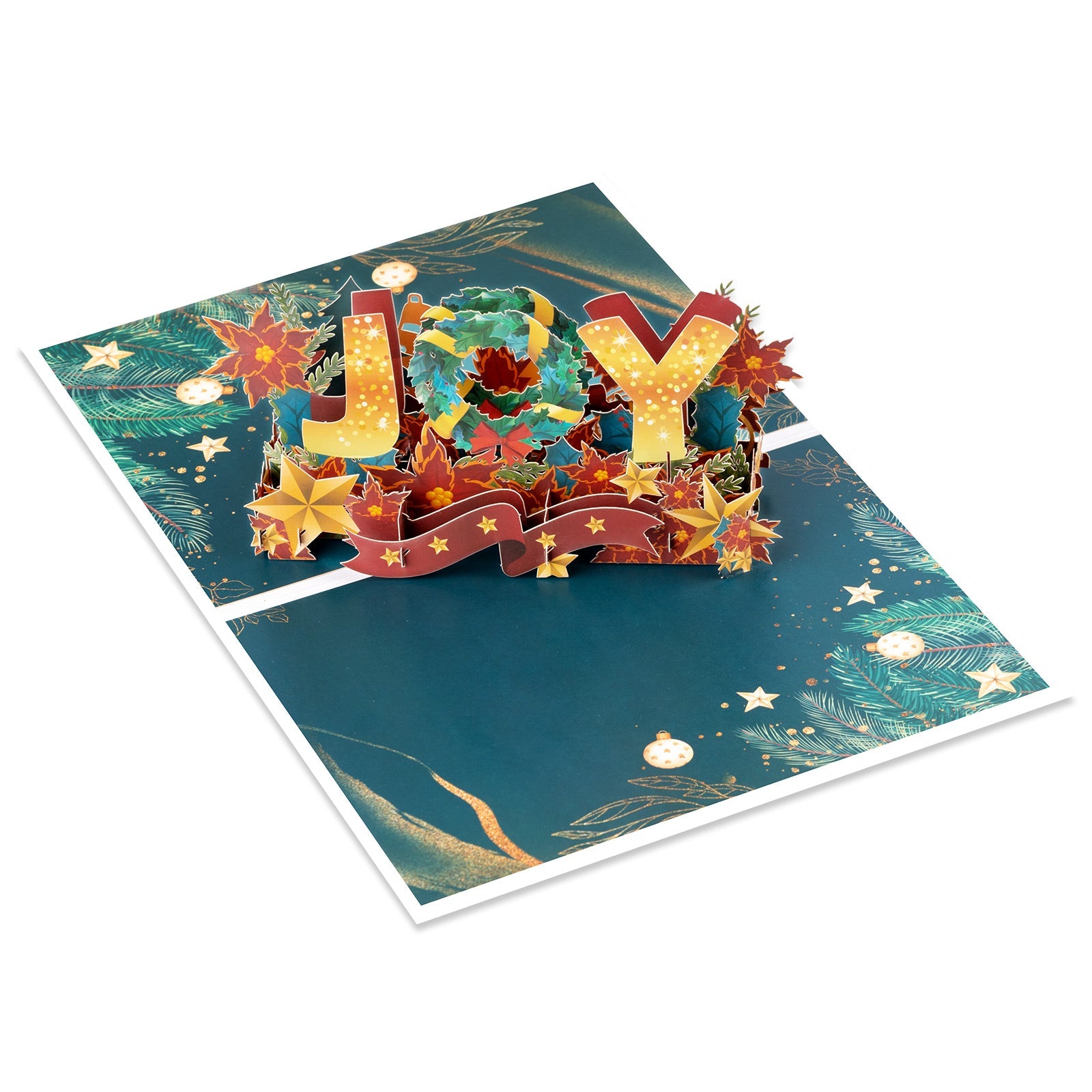 Festive 3D Joy Christmas Greeting Card - Unique Pop Up Holiday Card with Message Space Magic Ants