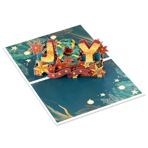 Festive 3D Joy Christmas Greeting Card - Unique Pop Up Holiday Card with Message Space Magic Ants