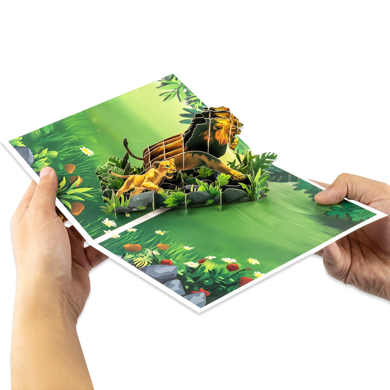 Powerful Father's Day Pop-Up Card | Lion Dad and Cub Design Magic Ants