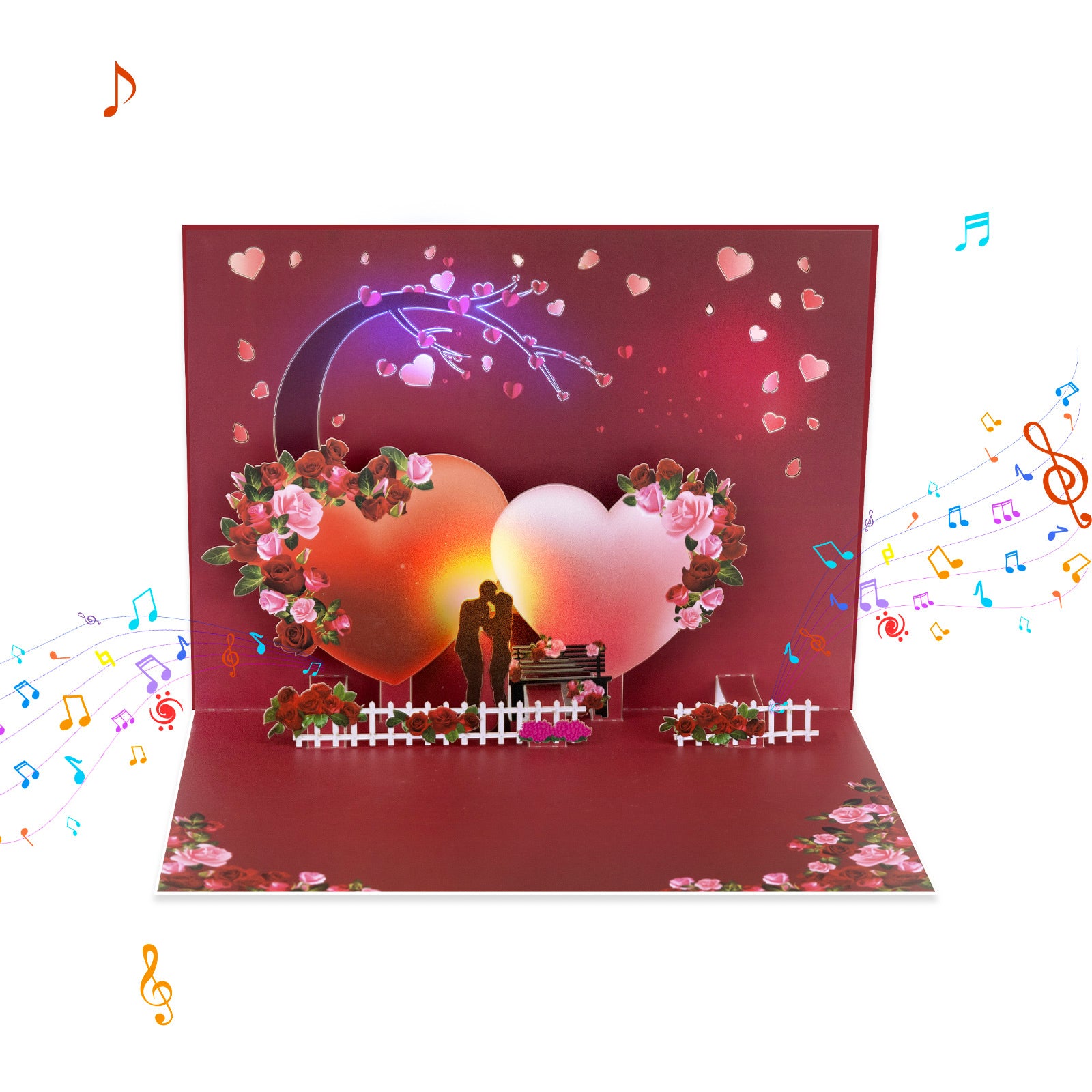 Luxury Musical 3D Pop-Up Valentine's Day Card – Pink Love Explosion with Romantic Instrumental Melody & Colorful Twinkling Lights Magic Ants