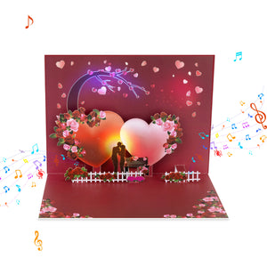 Luxury Musical 3D Pop-Up Valentine's Day Card – Pink Love Explosion with Romantic Instrumental Melody & Colorful Twinkling Lights Magic Ants