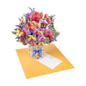 Hummingbird Bouquet Pop Up Card - Peony Flowers Elegant Gift for Mother's Day, Birthdays & Special Occasions Magic Ants