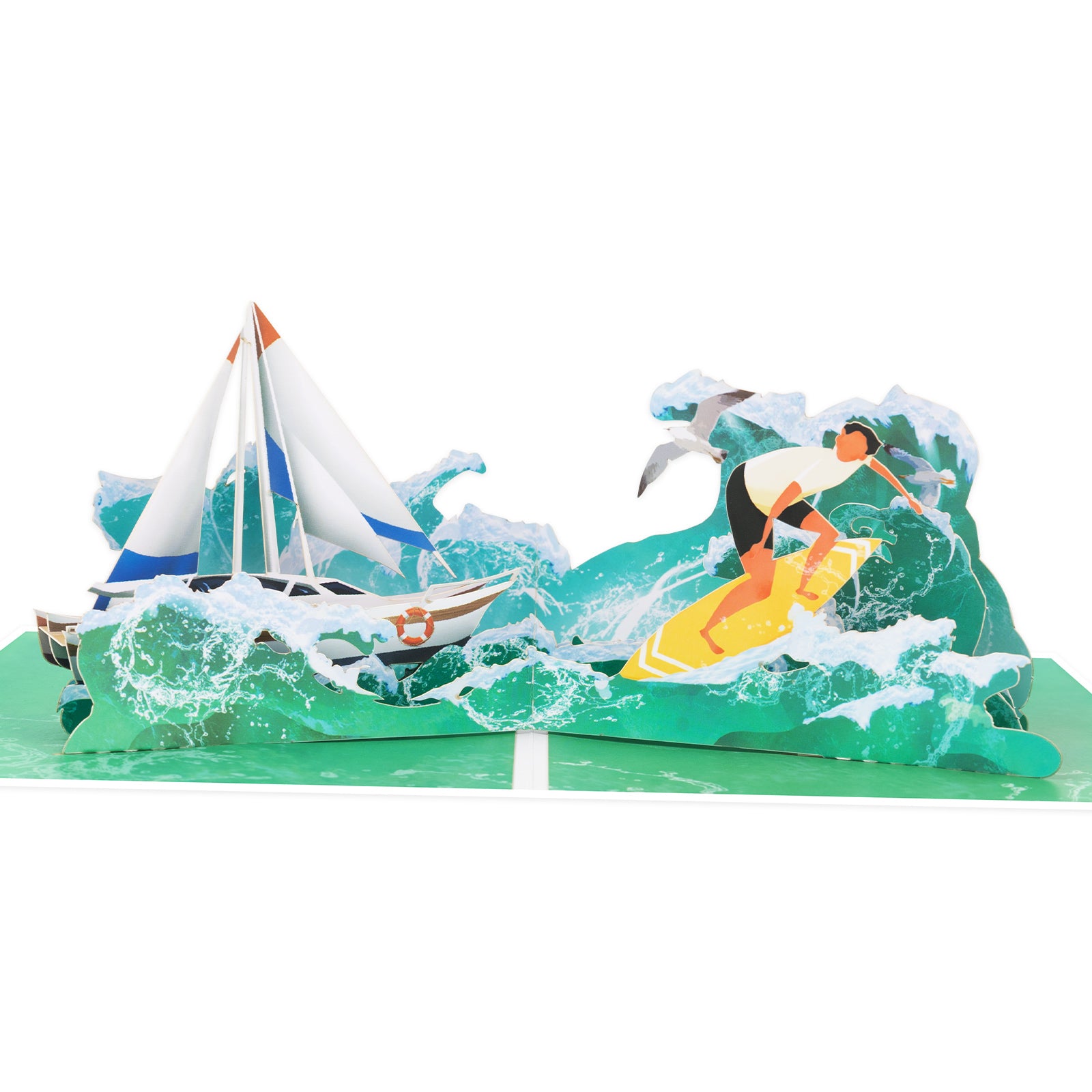 Surfing 3D Pop-Up Card | Personalized Beach & Ocean Greeting Card for Surfers & Adventure Lovers