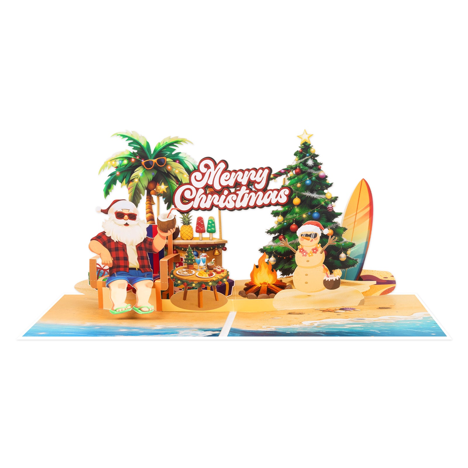 Summer Beach Party 3D Pop-Up Christmas Card