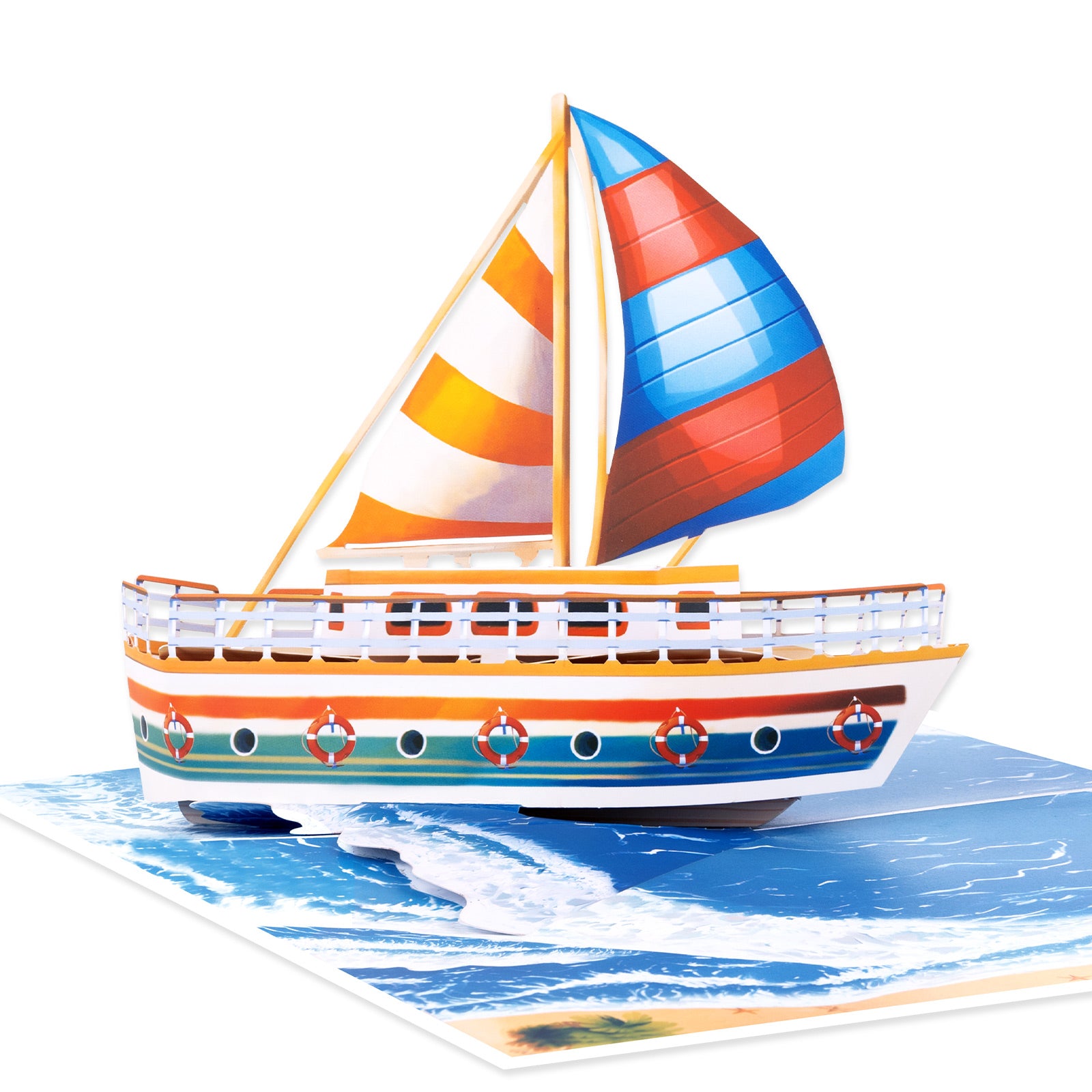 Colorful Sailboat Pop Up Card - 3D Ocean Sailing Greeting Card, Nautical Gift with Envelope & Notecard Magic Ants