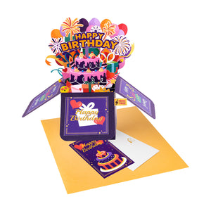 Musical Birthday Gift Box Pop-Up Card with Lights Magic Ants