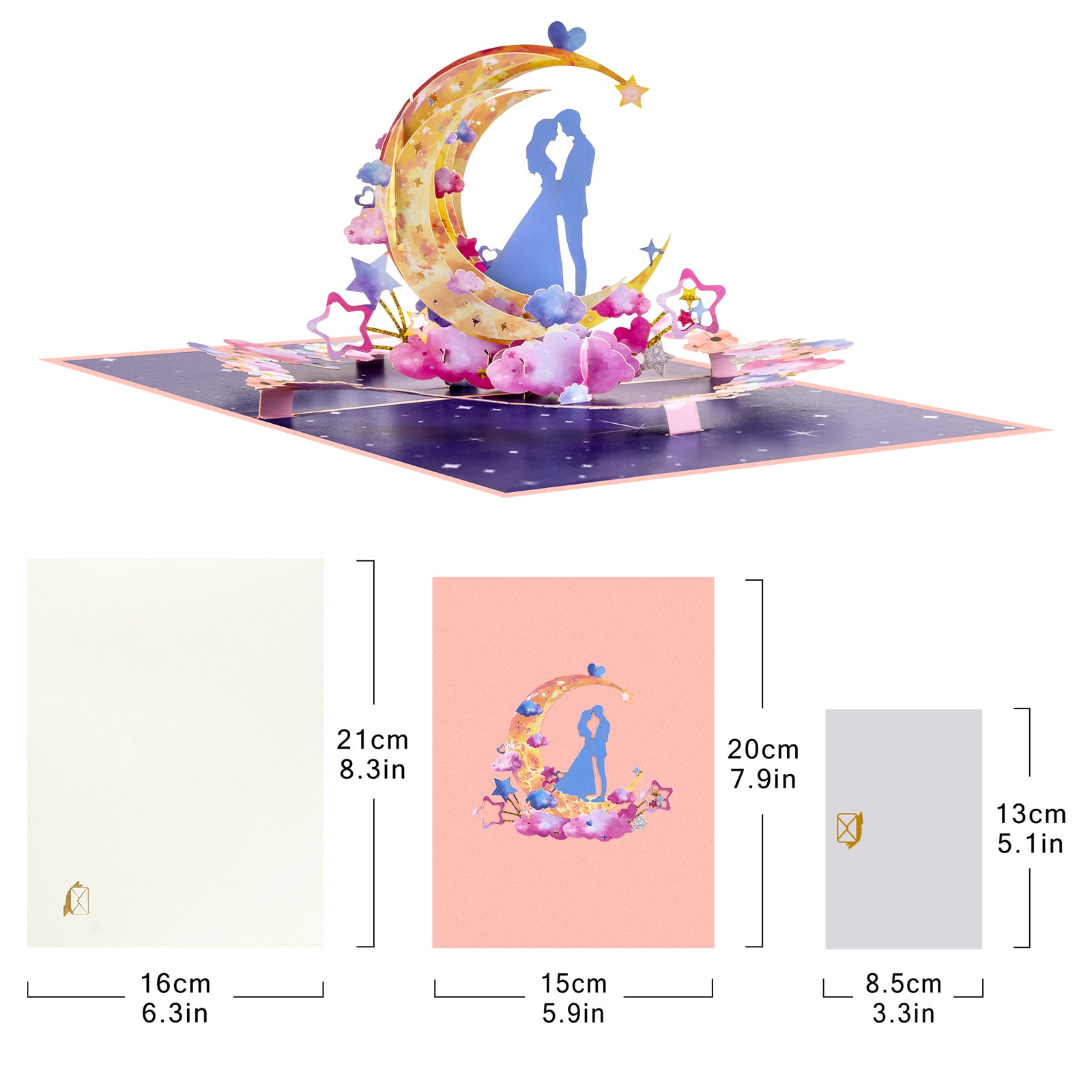 Romantic 3D Pop up Card for Valentine's Day | Moon with Dancing Couple Design | Perfect Gifts for Her Him Magic Ants