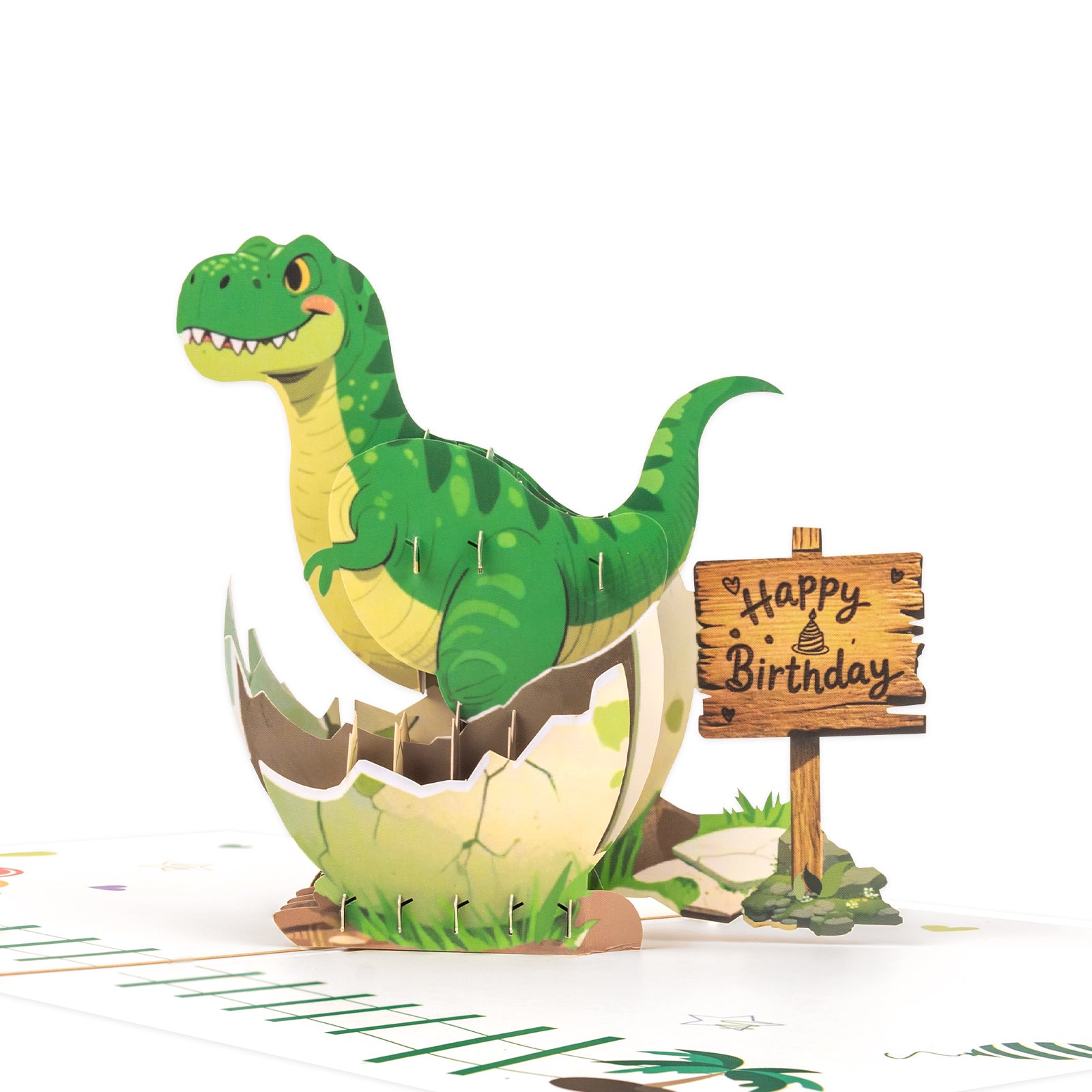 Cartoon Dinosaur 3D Pop-Up Birthday Card | Personalized Fun Kids & Adults Greeting Card