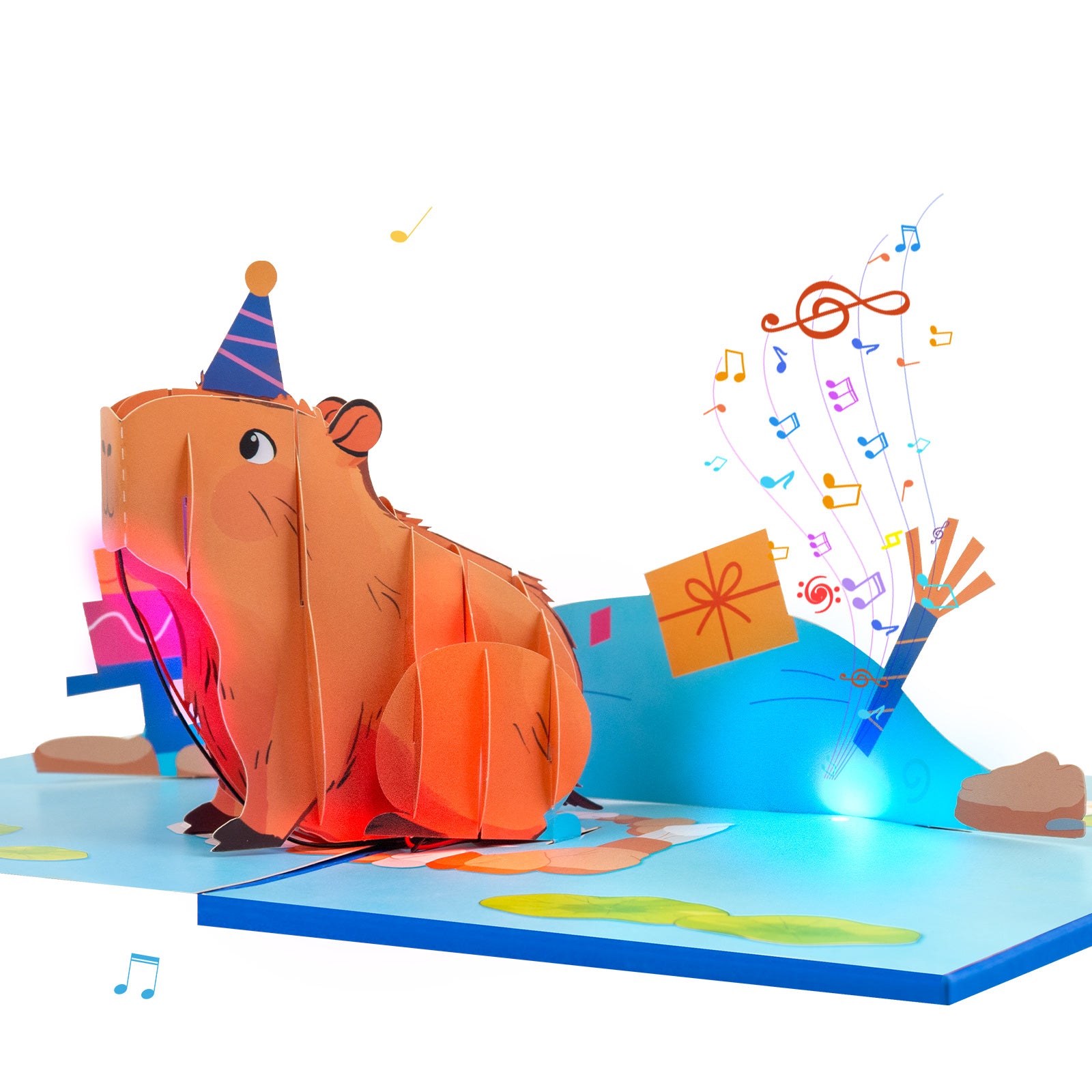 Capybara Pool Party 3D Musical Pop-Up Birthday Card