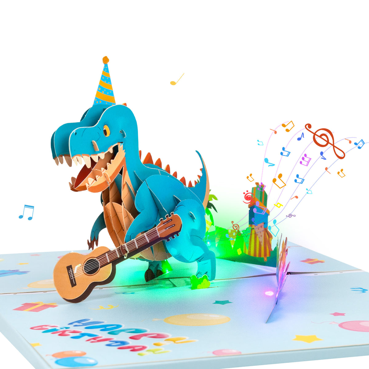 Guitar Dinosaur 3D Musical Pop-Up Birthday Card
