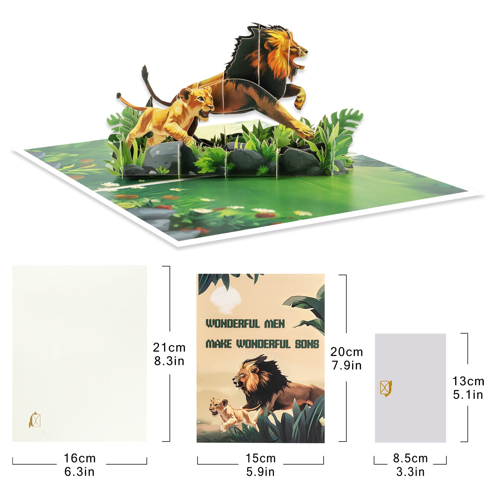 Powerful Father's Day Pop-Up Card | Lion Dad and Cub Design Magic Ants