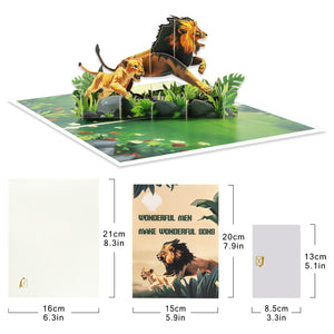 Powerful Father's Day Pop-Up Card | Lion Dad and Cub Design Magic Ants