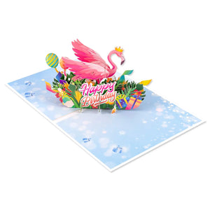 Flamingo Birthday Pop-Up Card Tropical Design Magic Ants